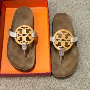 Tory Burch Miller Cloud Calf Leafher / Cork Sandals